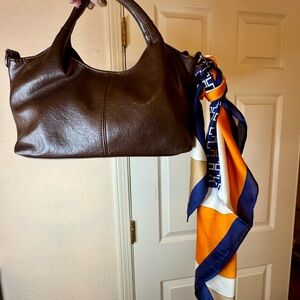 BRAND NEW 1 Of A Kind Brown Leather Handbag with embellishments